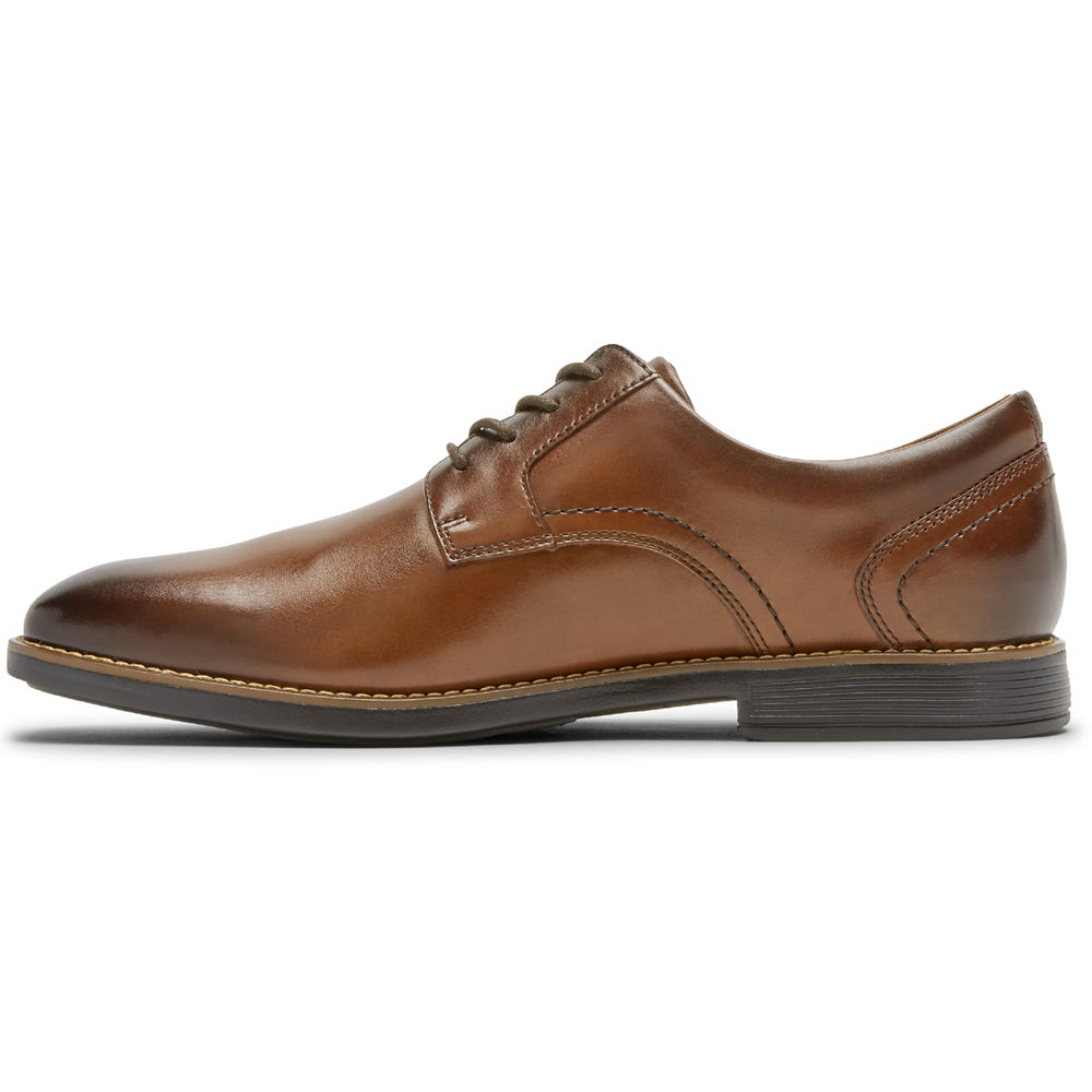 Rockport Mens Lace Up Brown - Slayter Plain Toe Shoe - UK 035-DCBAJZ